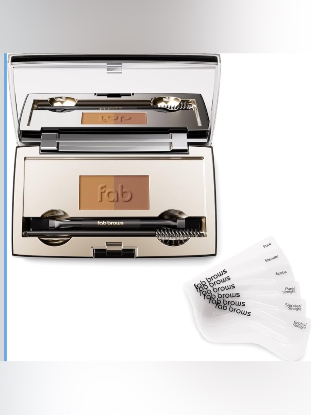 Just Fab Compact Duo Brow Stencil Kit With Mirror Dark Brown